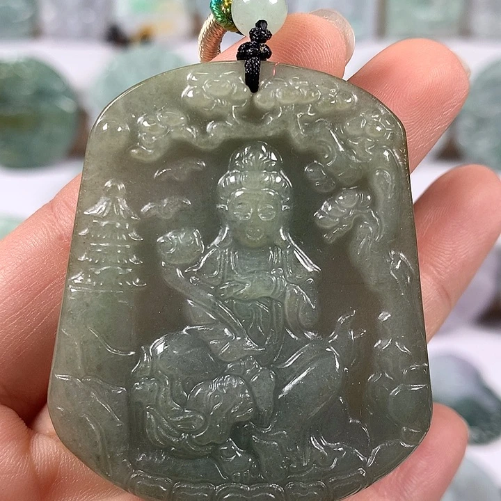 翡翠未镶嵌颈饰文殊菩萨福利