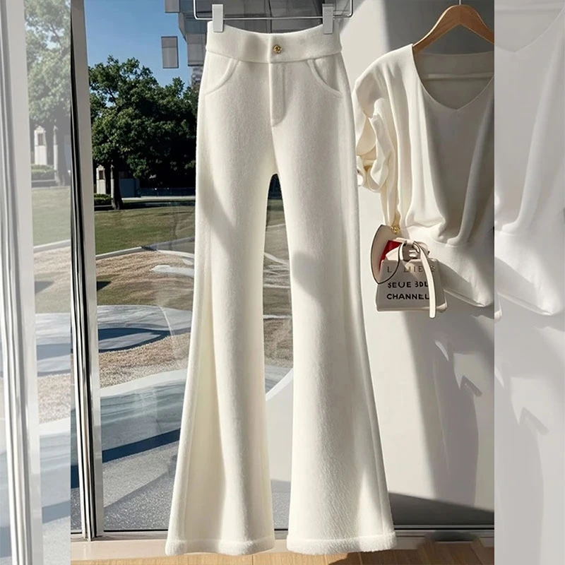 秋冬新款高腰喇叭裤女气质轻熟风休闲裤洋气减龄设计感百搭长裤子