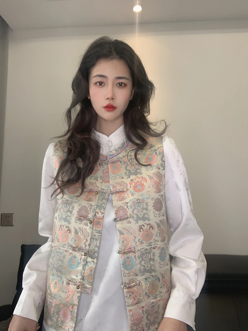 九月  龙凤穿莲   新款春款新中式国风织金马甲