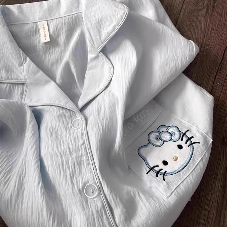 日系HelloKitty睡衣女春秋季长袖长裤卡通可爱学生大码家居服套装