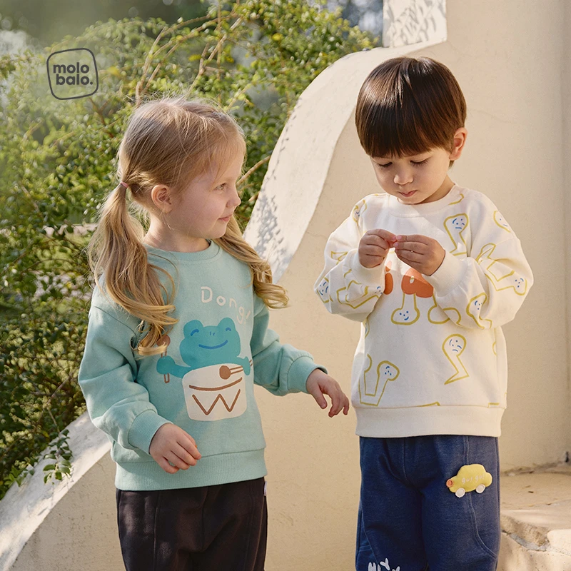 【玉米棉】麦拉贝拉男宝宝卫衣春款休闲圆领套头上衣女童2025新款