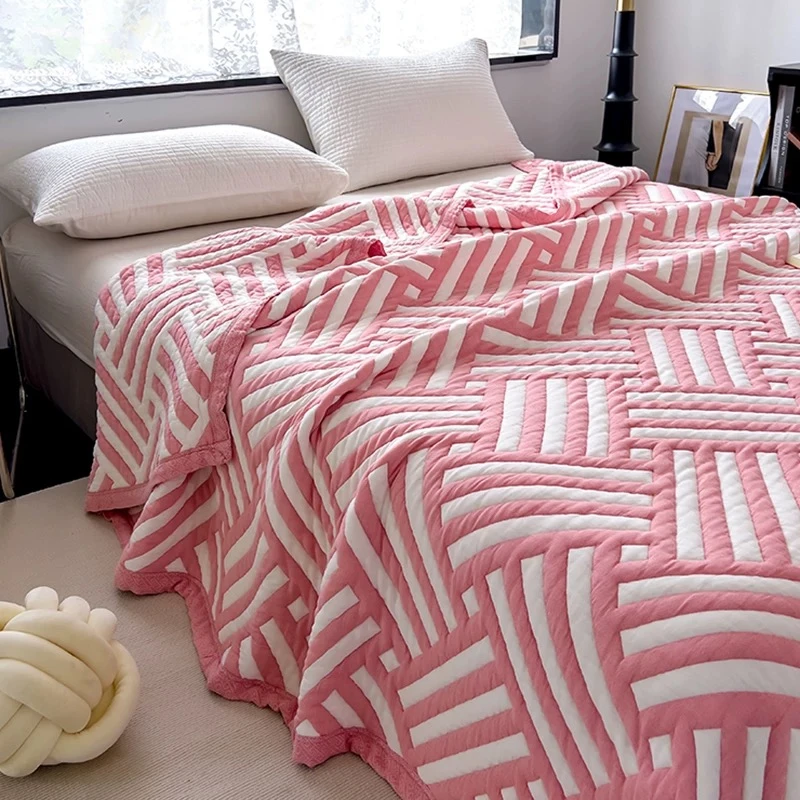【北欧风-粉】单人150*200cm全棉A类细纱云柔被亲肤透气