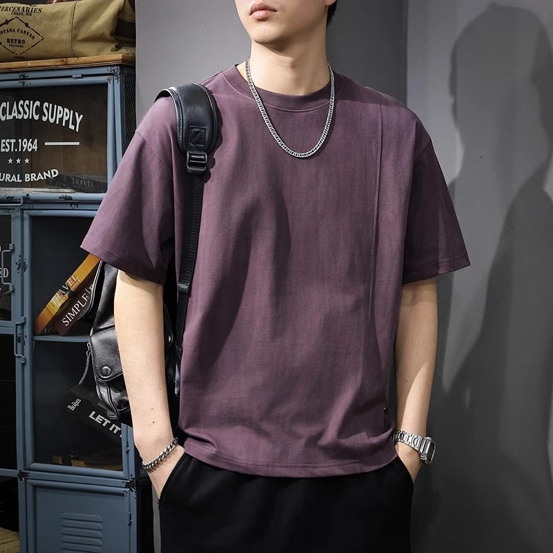 U&PURA重磅短袖T恤男夏季新款设计感半袖高端圆领宽松体恤男士