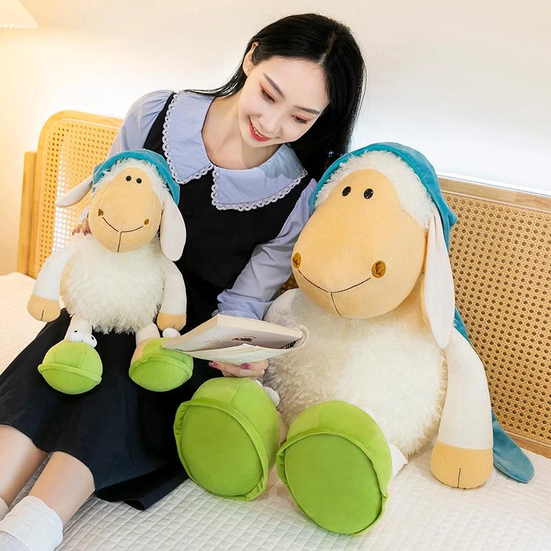 小羊公仔瞌睡羊毛绒玩具睡帽羊玩偶儿童睡觉抱枕布娃娃女生日礼物