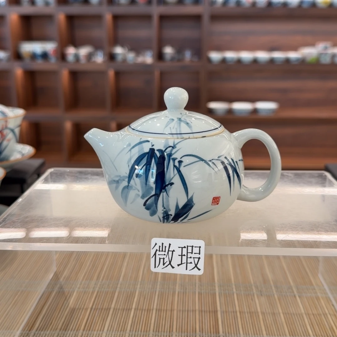 釉下手绘茶具微瑕