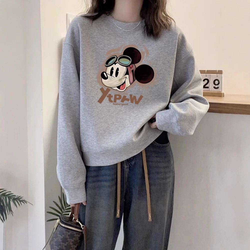 圆领卫衣女2025新款韩版宽松休闲灰色上衣加绒加厚外穿秋冬季