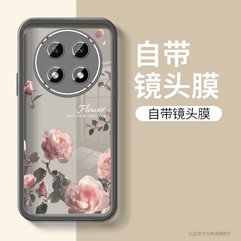 护镜适用oppoa2pro手机壳高颜值防滑OPPOA2透明全包镜头膜 玫瑰花