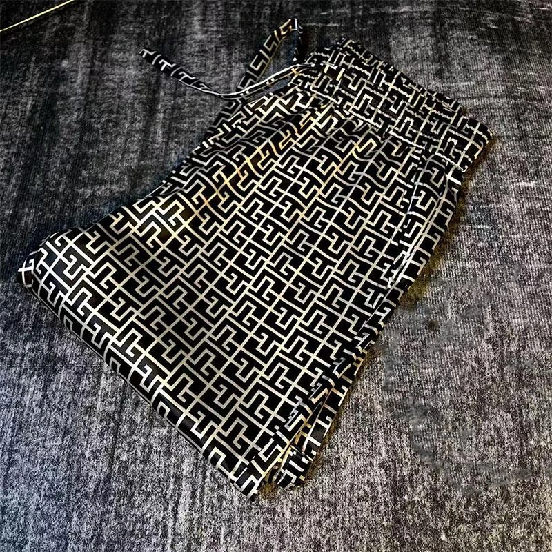 潮牌印花男士休闲裤夏季新款高档冰丝速干直筒裤轻奢垂感百搭裤子