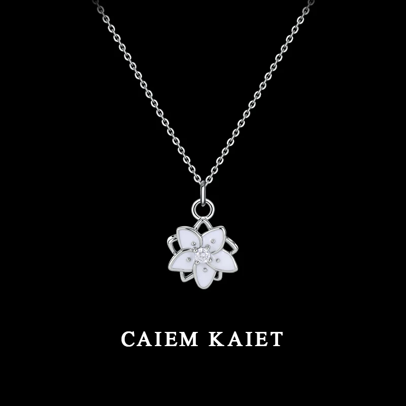 CAIEM KAIET 链子925银 茉莉花纯银项链女小众轻奢时尚气质锁骨链