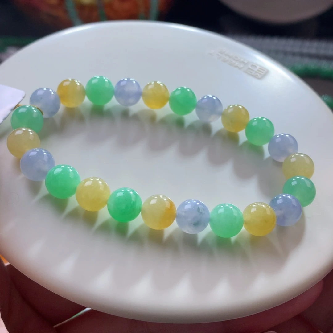 未镶嵌手链翡翠翡翠冰底三彩福禄寿卡7.80～8+