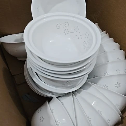 瓷玲珑5寸平口吃饭碗6个微瑕疵