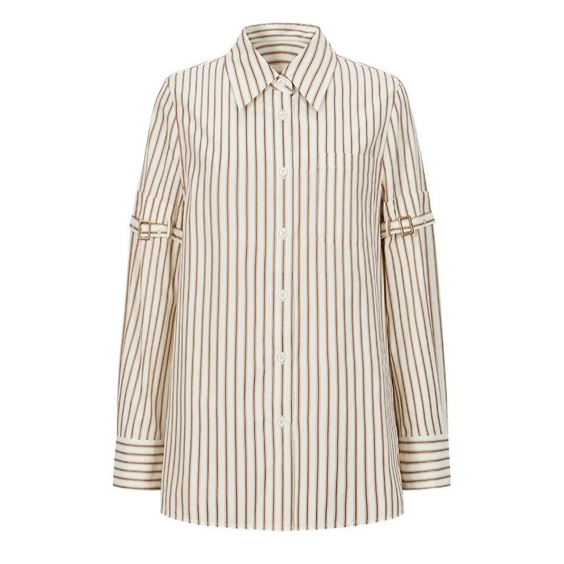 【商场同款】通勤衬衣女秋季新款条纹色织亲肤衬衫Y311311242