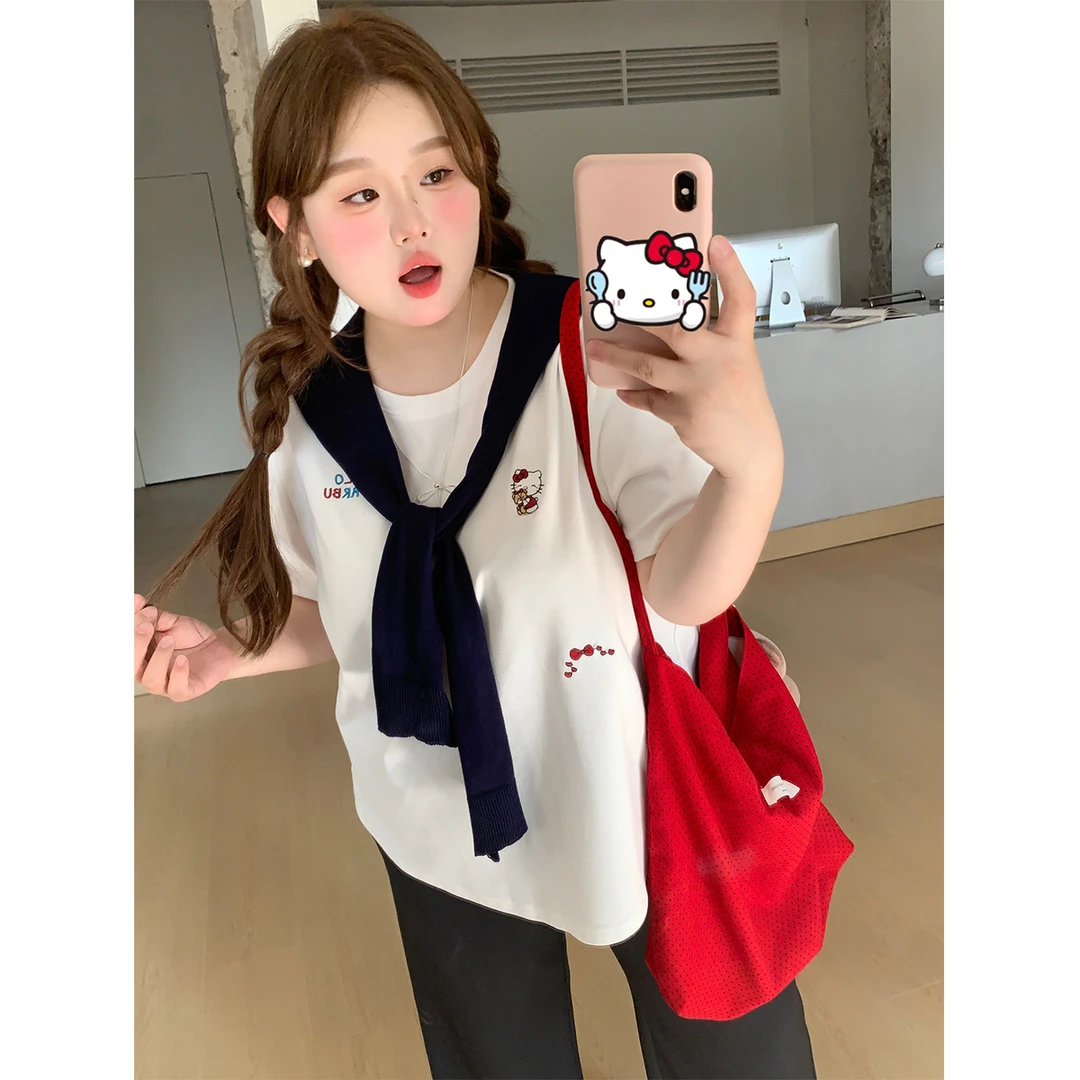 徐达布【混搭天菜】大码宽松圆领白色T恤流行内搭T30980C51春游