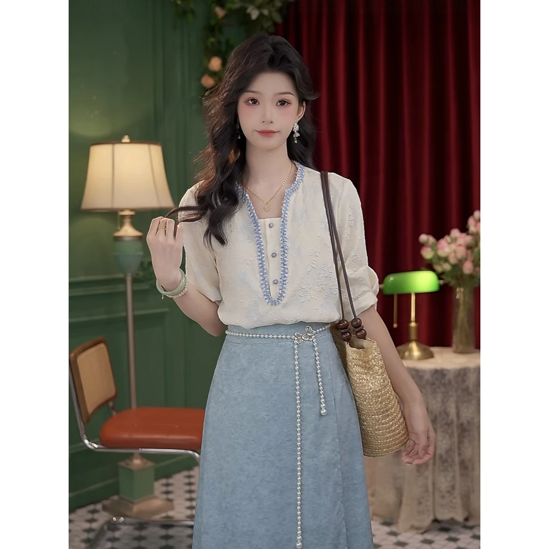 思思复古【冷千】25新款百搭复古气质减龄显瘦新中式衬衫#4641