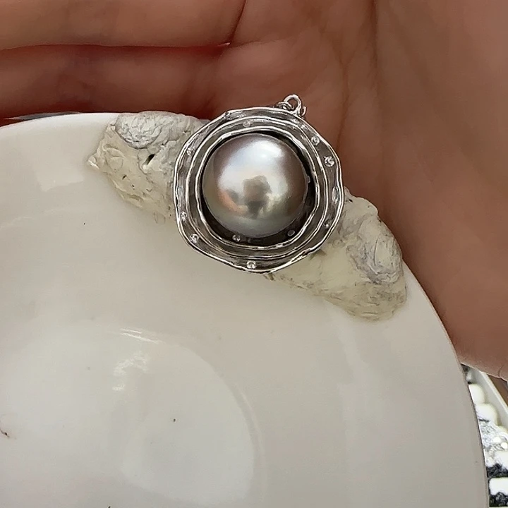 海水珍珠吊坠(不含链)银S925镶嵌