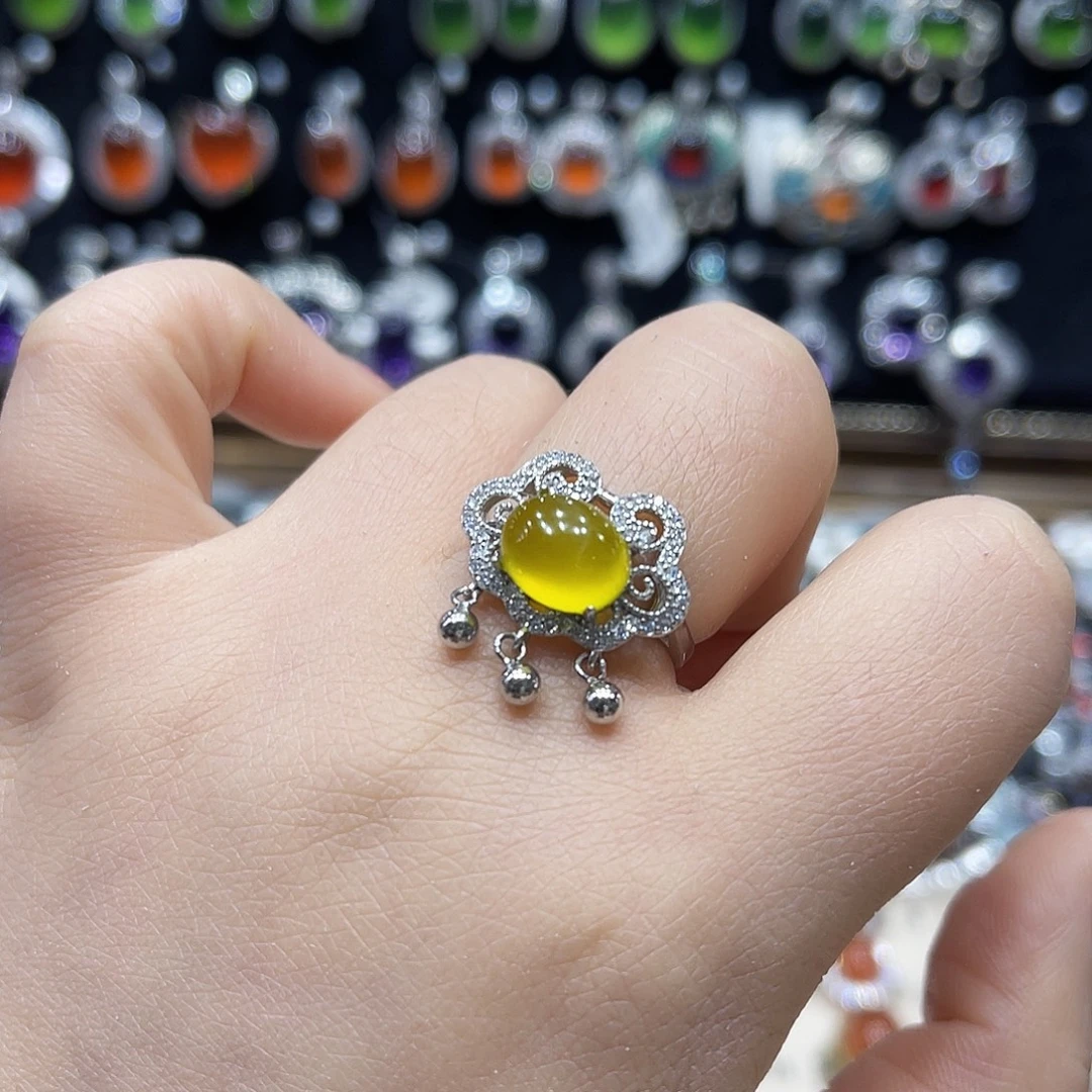 水晶戒指银S925镶嵌