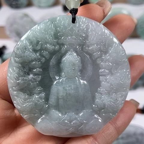 翡翠颈饰未镶嵌九龙大日如来两面工福利