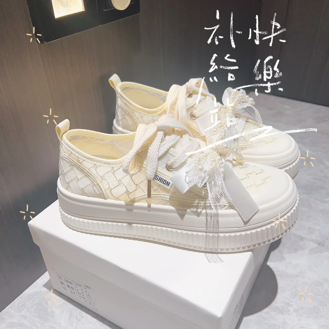 夏天网面透气板鞋女百搭小白鞋女网纱单鞋女661