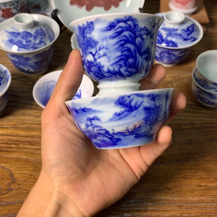 辰***晨景德镇陶瓷青花主人杯