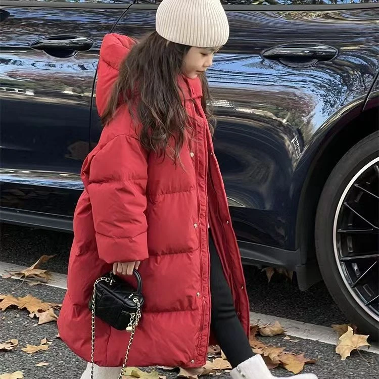 2025新款女童棉服加厚冬季儿童加长款冬装过膝棉衣中大童棉袄外套
