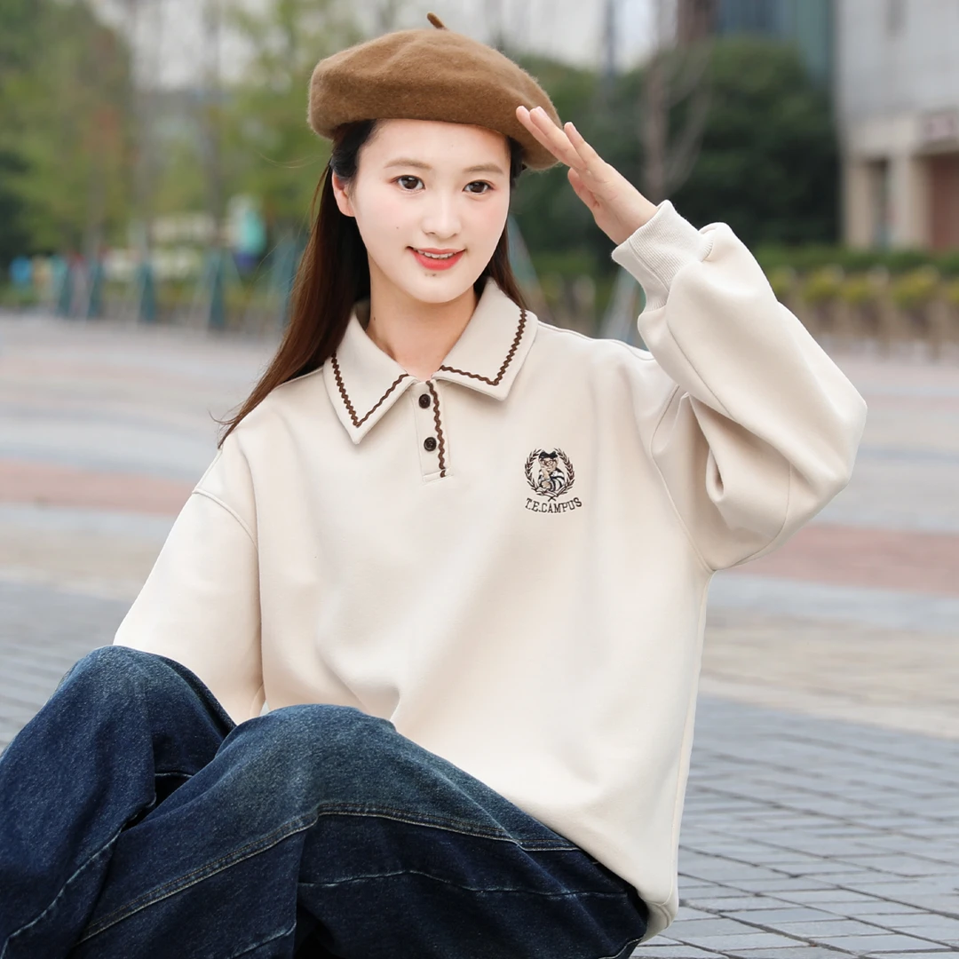 初中生卫衣女高中女生秋装上衣长袖学院风春秋季翻领大童12-18岁