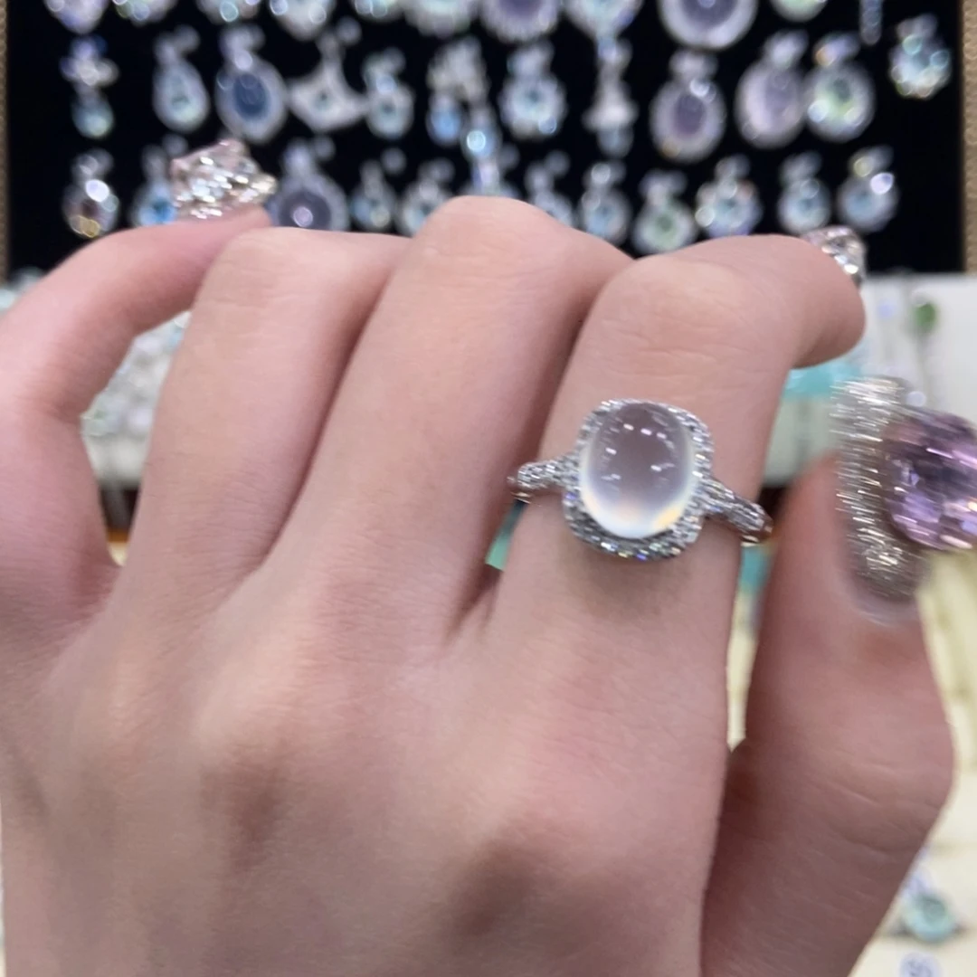 蛇纹石玉银S925镶嵌戒指