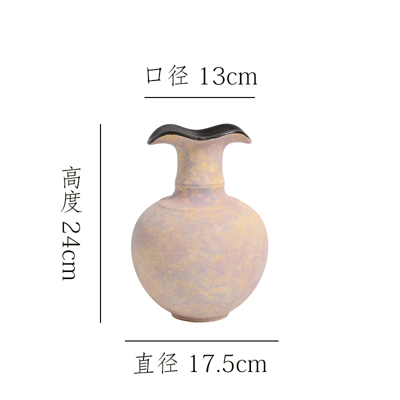 [莫奈紫-大肚花瓣口瓶】桌面落地陶瓷花瓶干花鲜花客厅插花摆件