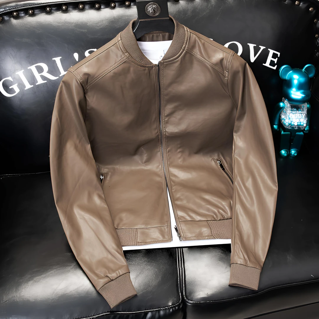 欧货2025秋季新款高端时尚男士皮衣机车服棒球领外套男皮夹克韩版