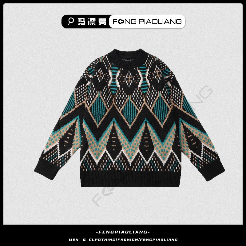 【老花毛衣】秋冬老钱风提花工艺潮流休闲时尚男女同款2809