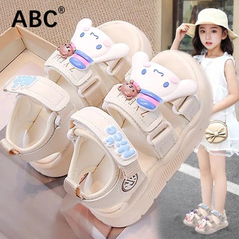ABC美乐蒂女童凉鞋2025新款夏季儿童时尚凉拖女孩玉桂狗防滑沙滩