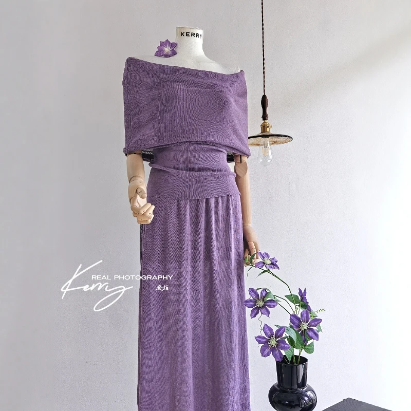紫色休闲套装裙 2025新款法式复古时尚甜美套装女夏季收腰显瘦