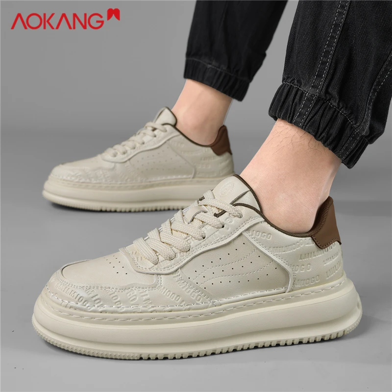 Aokang/奥康松花黄2025秋季季欧若风百搭舒适防滑保暖增高工装鞋