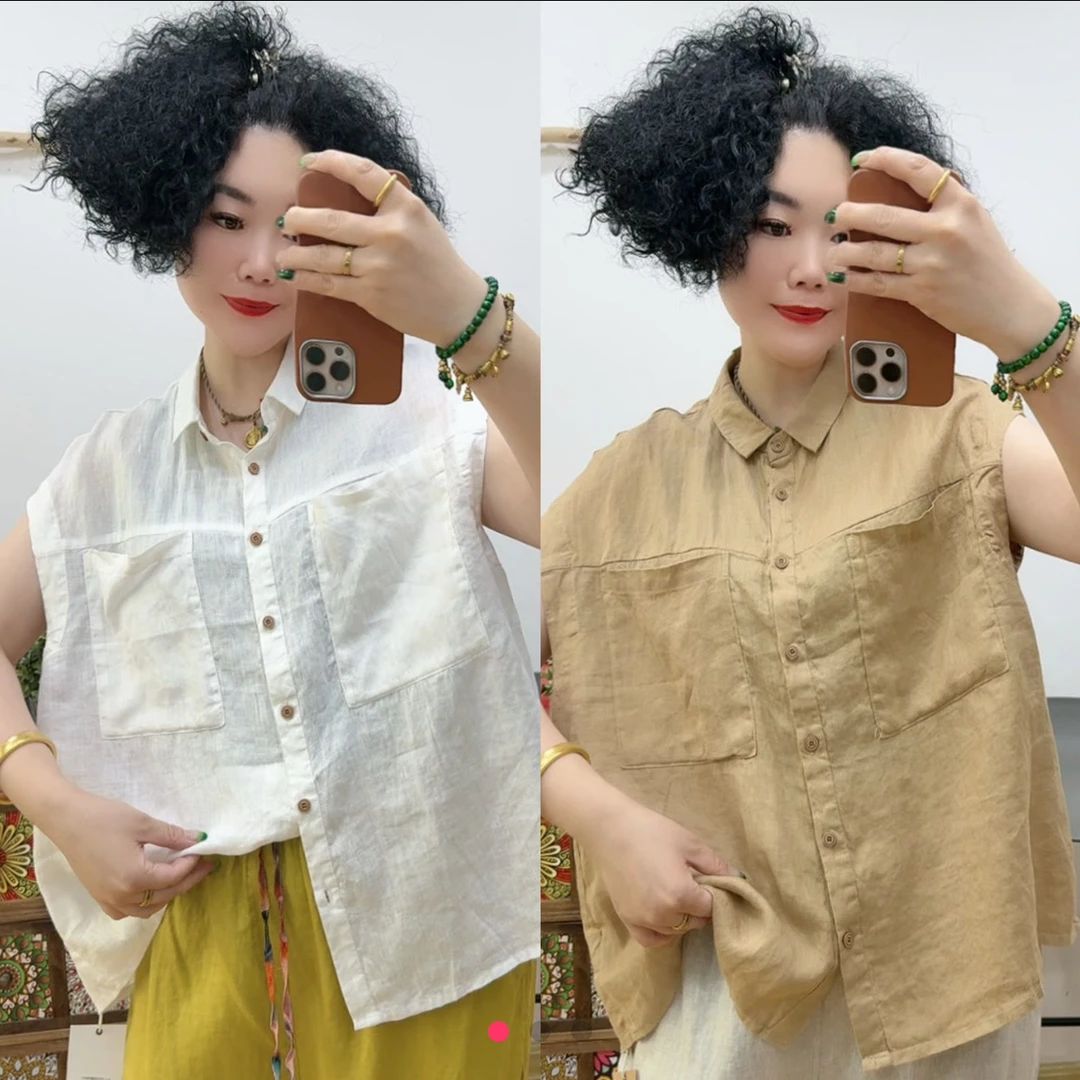 【木木推荐】85009＃翻领苎麻衫