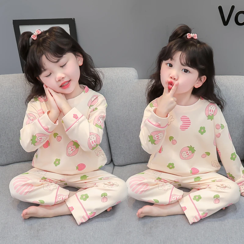 女童睡衣春秋季纯棉薄款长袖2025新款儿童家居服套装夏季宝宝女孩