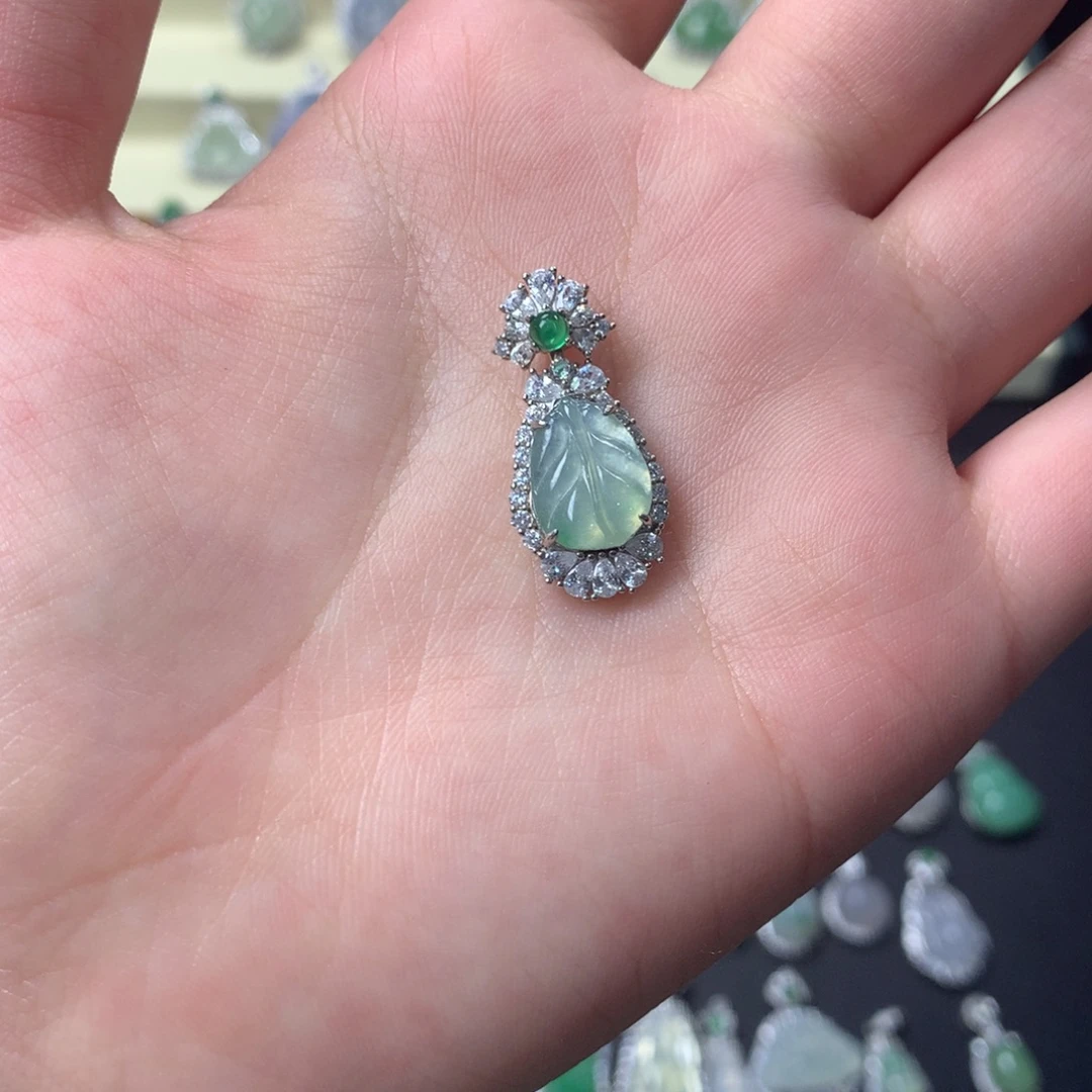 翡翠银S925镶嵌挂件