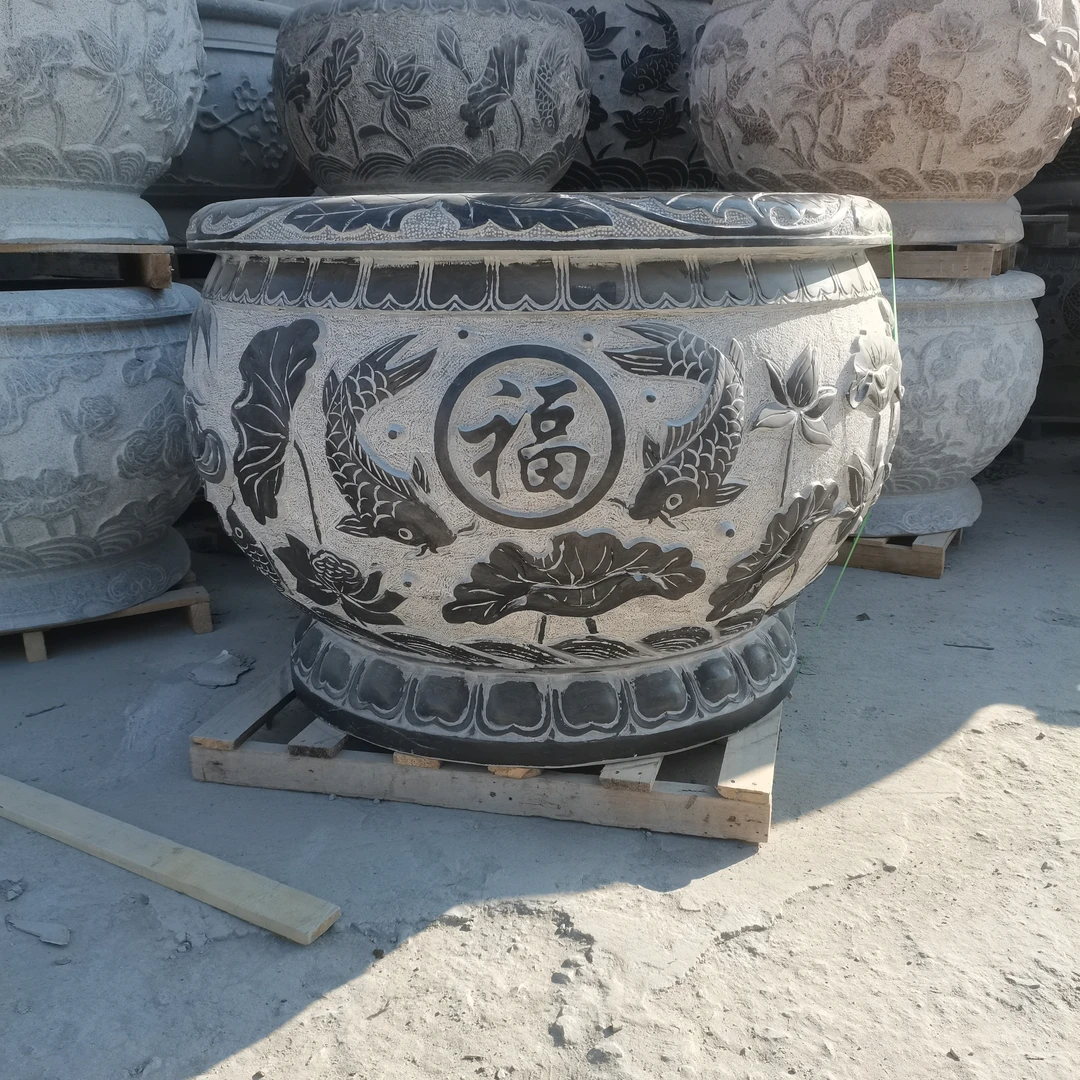 天然青石精雕鱼缸花盆庭院户外养鱼种花旺宅摆件