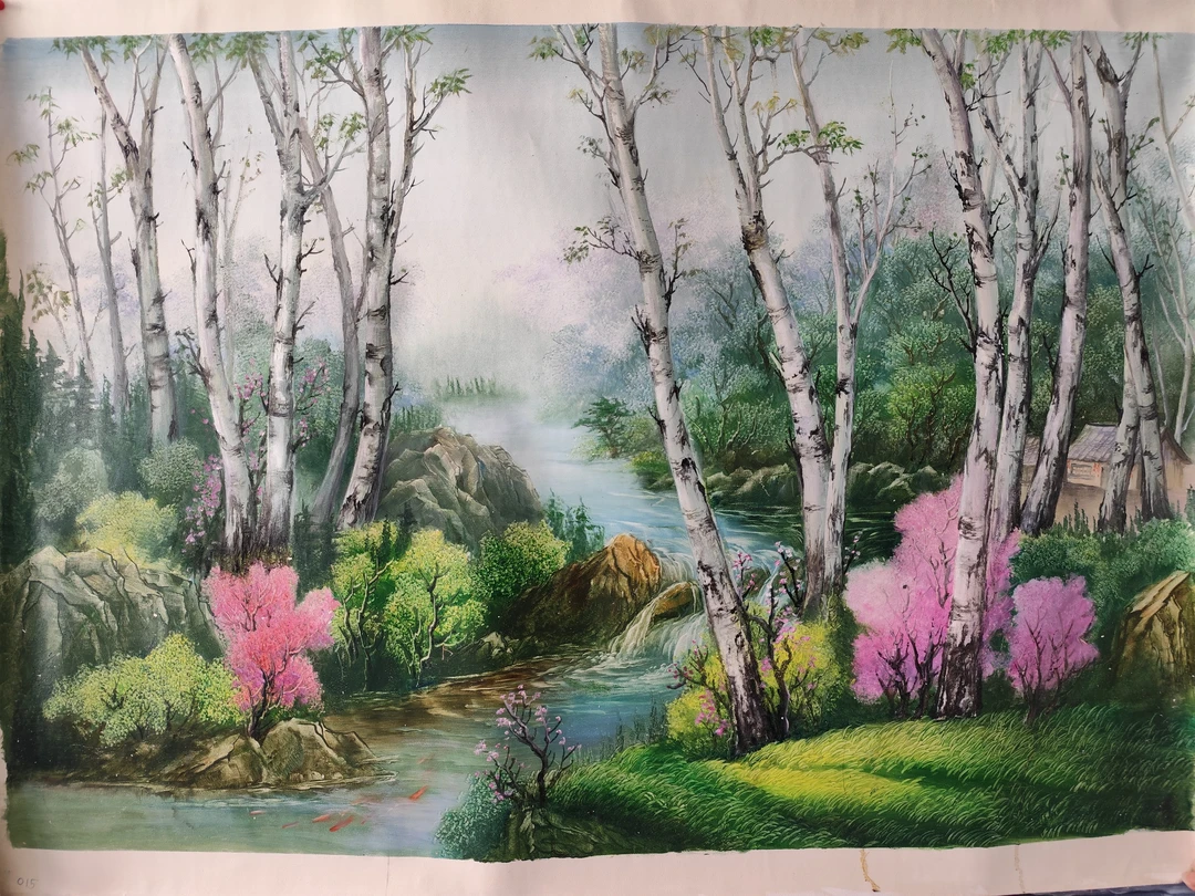 刀画家居装饰画卧室书房玄关风景山水沙发背景民居别墅60+90公分