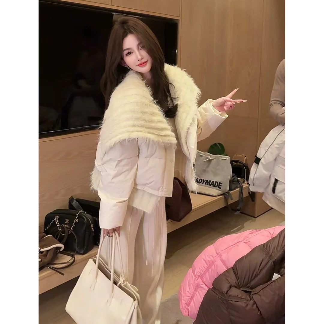 GUIDI GUDI【大风吹】气质大翻领长袖毛毛羽绒服外套