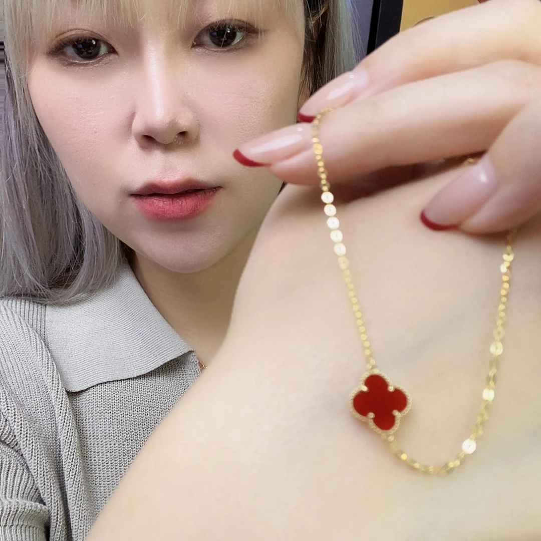 玛瑙/玉髓手链18K金镶嵌红k黄