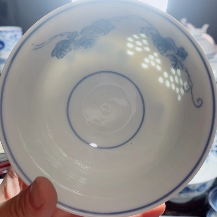 青花玲珑5寸饭碗葡萄