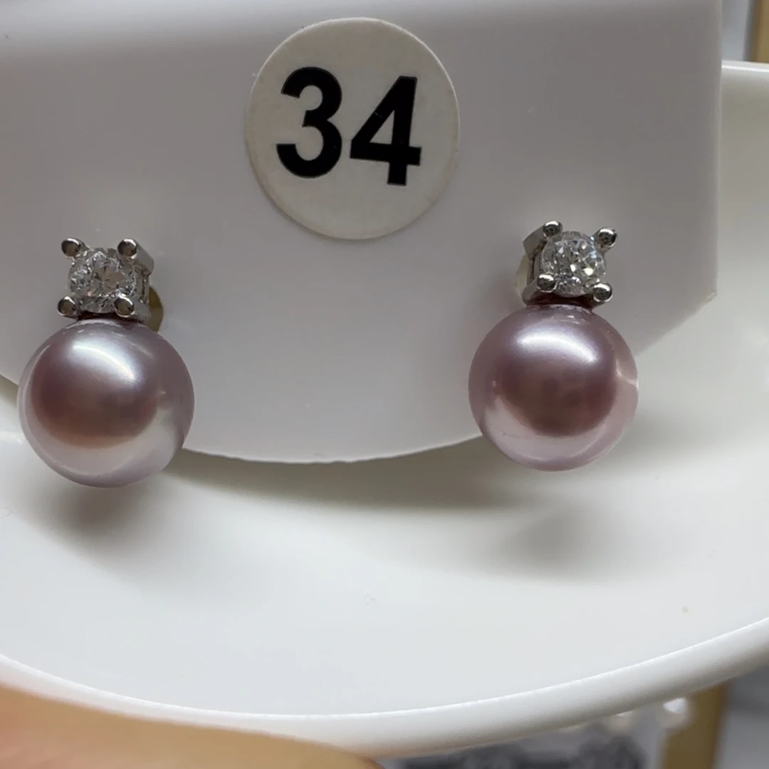 淡水珍珠耳饰银S925镶嵌