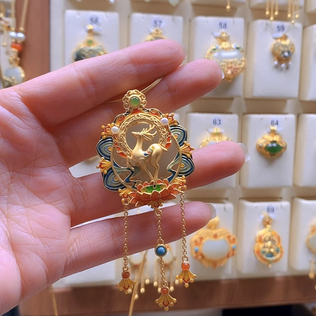 和田玉银S925镶嵌颈饰