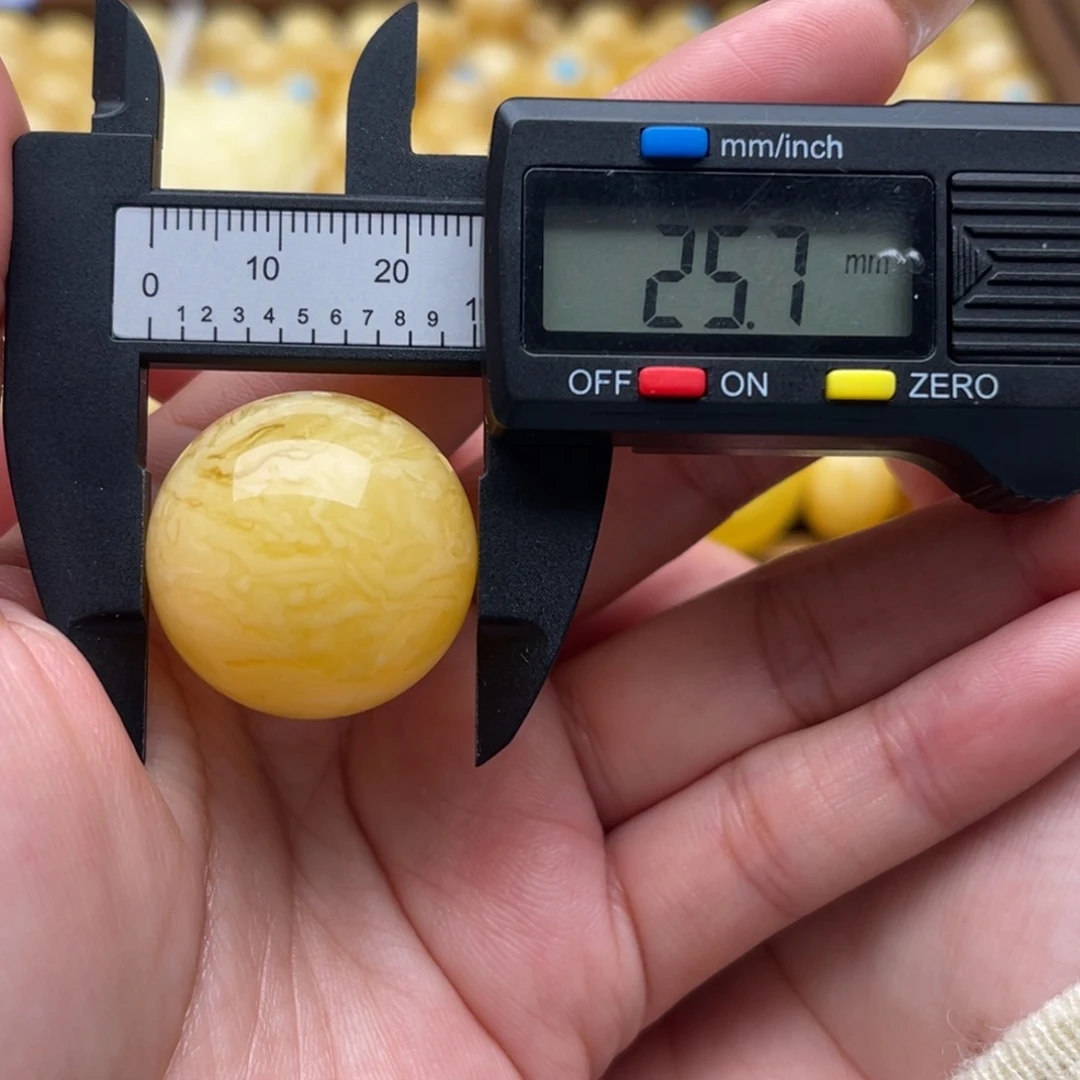 琥珀未镶嵌裸石蜜蜡圆珠笑