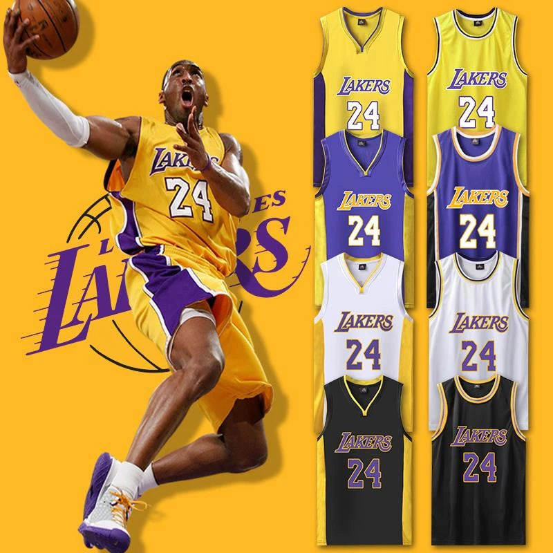 科比球衣24号湖人詹姆斯球衣23号定制队服训练服儿童篮球服套装男