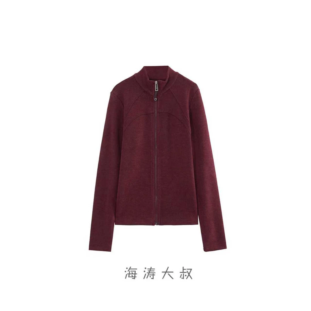 【海涛大叔】特丽尔东洋纺膨体依菲丝拼接款立领拉链开衫