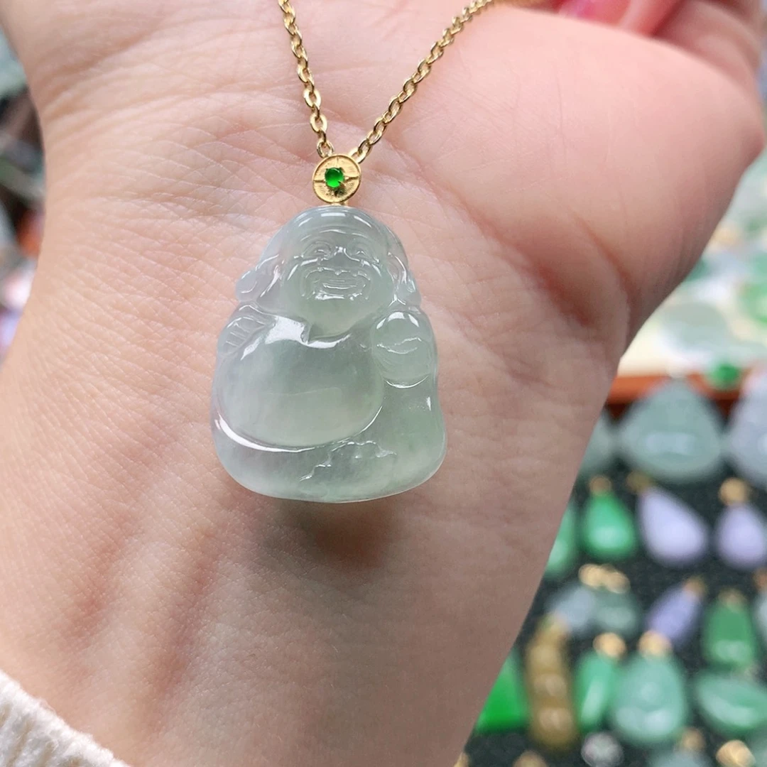 吊坠(不含链)18K金镶嵌翡翠