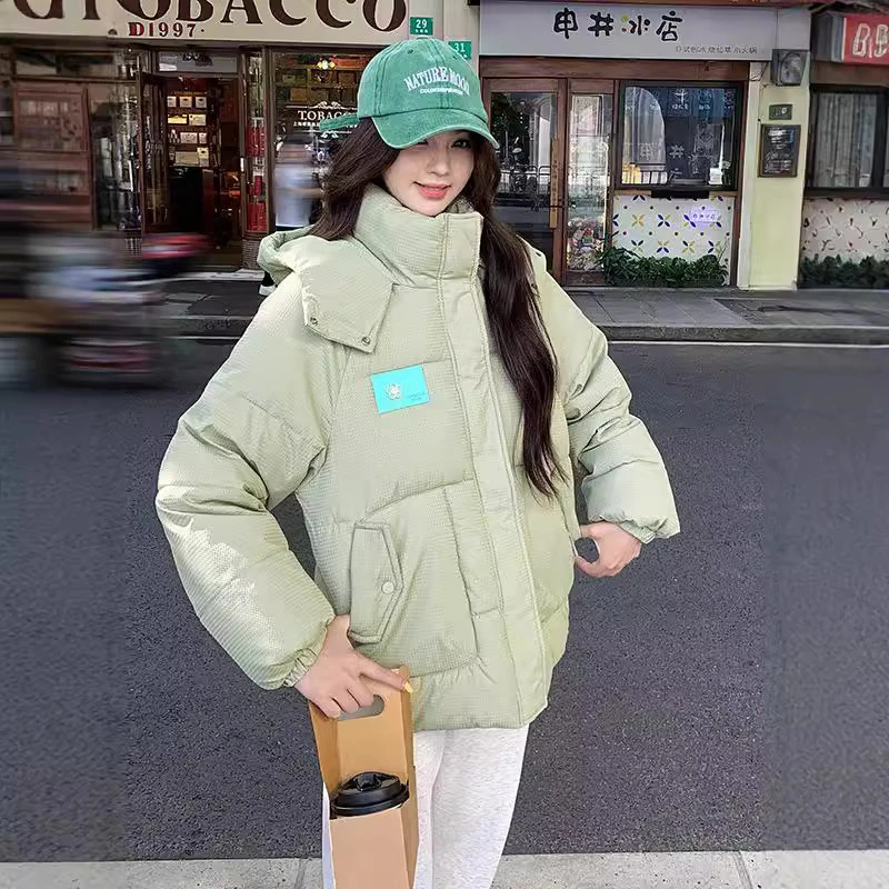 丝绵棉衣女短款2025冬新款时尚小米粒加厚棉服宽松连帽学生面包服
