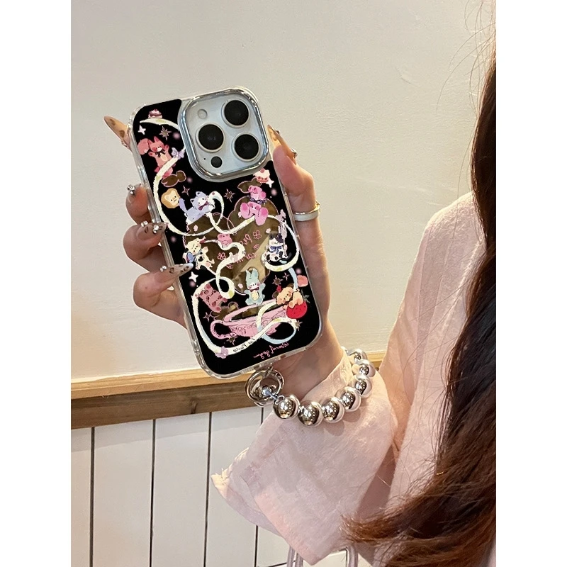 黑色卡通适用苹果16promax手机壳iPhone15镜头全包14pro防摔13/12