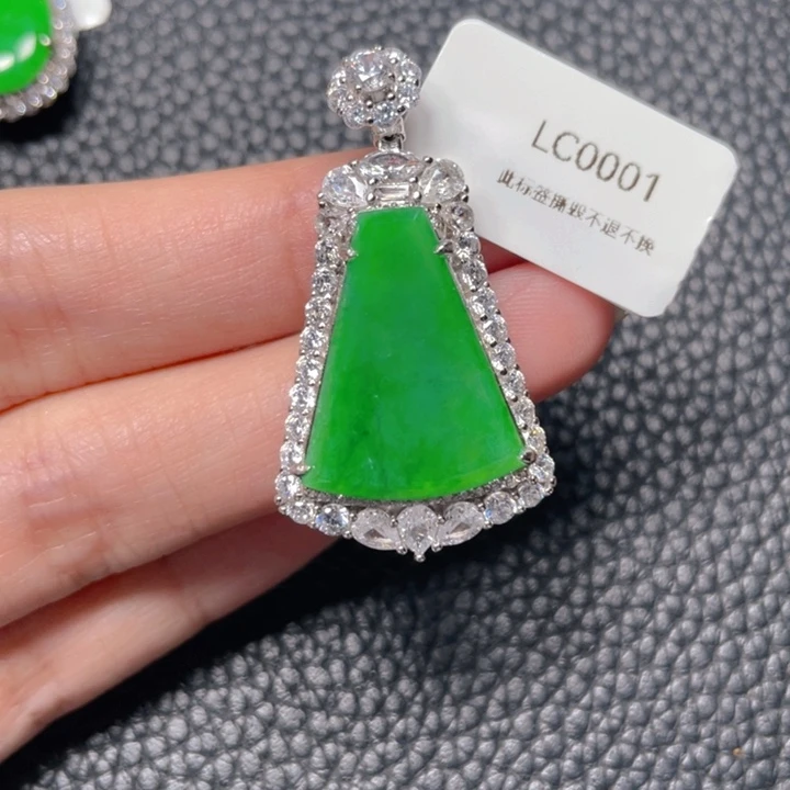 翡翠银S925镶嵌吊坠(不含链)