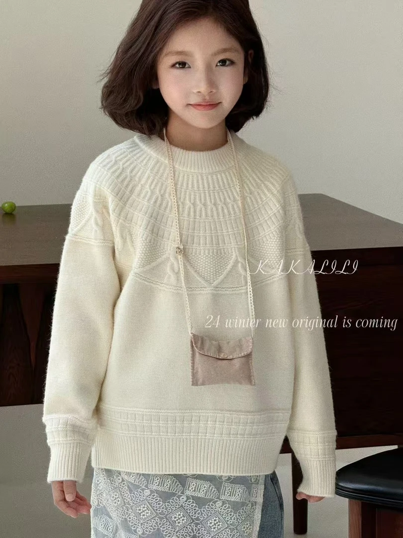 228儿童时尚休闲圆领套头毛衣-9587